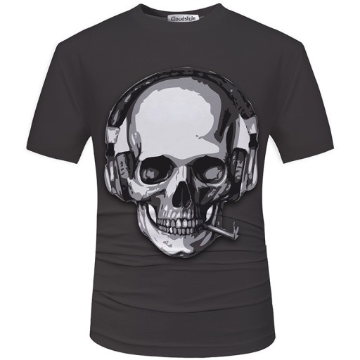 Herr 3D t-shirt med tryck - Skalle med cigarett