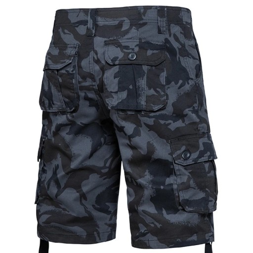 Herr kamouflage friluftsshorts i bomull, andningsbara, korta byxor med sidficka, knälånga, bekväma sommarshorts för vandring och fritid