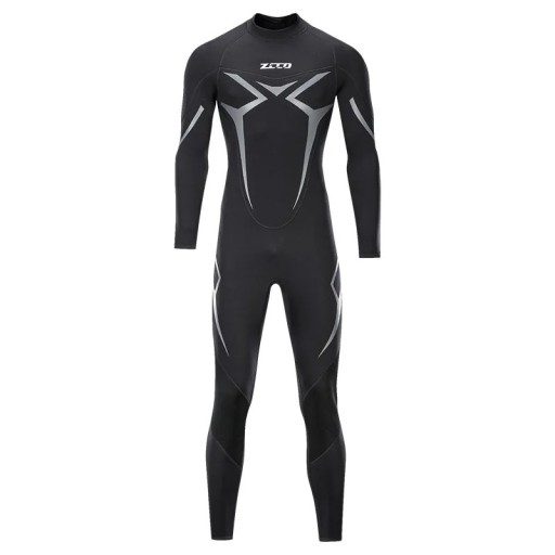Herr neopren helkroppsdräkt med lång ärm elastisk och snabbtorkande för dykning snorkling och vattensporter svart