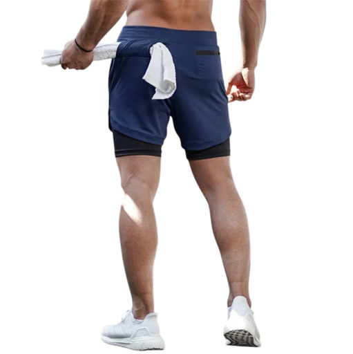 Herr sommarsportshorts med dubbla lager, snabbtorkande strandshorts för löpning och fitness, andningsbara, lätta shorts med foder