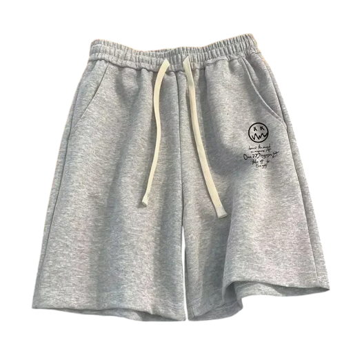 Herr vida casualshorts med emoji-tryck Tunna sommarshorts med lös passform och bekväm passform Snygga fritidsshorts för både hemma och utomhus