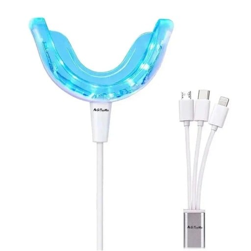 Herramienta de blanqueamiento dental con luz LED Dispositivo de blanqueamiento dental en forma de U para limpieza bucal con luz LED Blanqueamiento