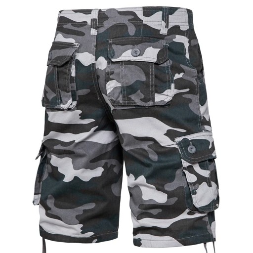 Herre camouflage outdoor shorts lavet af bomuld, åndbare korte bukser med sidelommer, knælange, komfortable sommershorts til vandreture og fritid