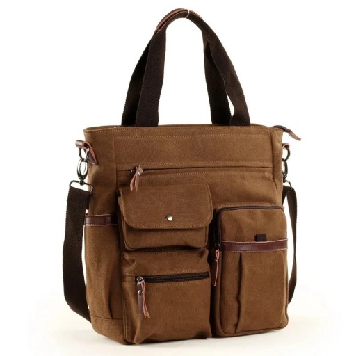 Herre-crossbodytaske i kanvas 35×30×10,5 cm Vintage skuldertaske Unisex arbejdstaske rejsetaske college laptoptaske