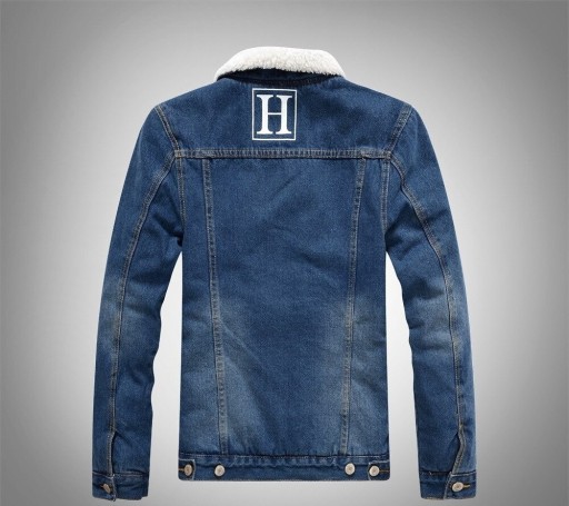 Herre denimjakke med pels F1313