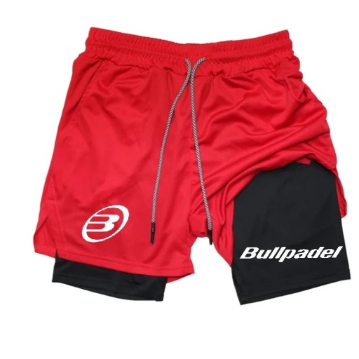 Herre dobbeltlags hurtigttørrende sportsbukser sommer udendørs løbebadmintonshorts elastisk talje snørebånd