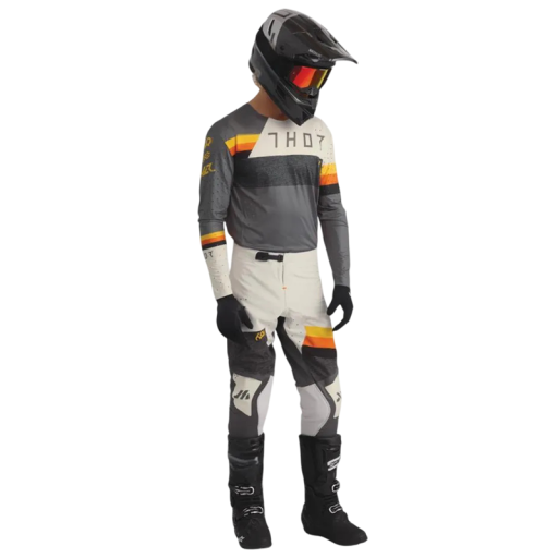 Herre grå motocross sæt Thor – langærmet t-shirt og bukser af polyester og nylon, til motocross, enduro og terræn
