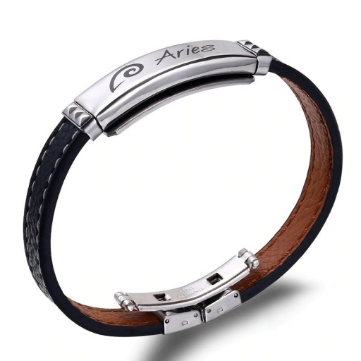 Herre læderarmbånd med stjernetegn