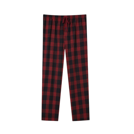 Herre pyjamabukser ternet lange ben elastisk talje snor bomuld polyester blå hjemmebrug søvn