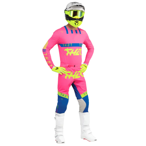 Herre rosa motocross sæt Thor – t-shirt med lange ærmer og bukser af polyester og nylon, til motocross, enduro og terræn