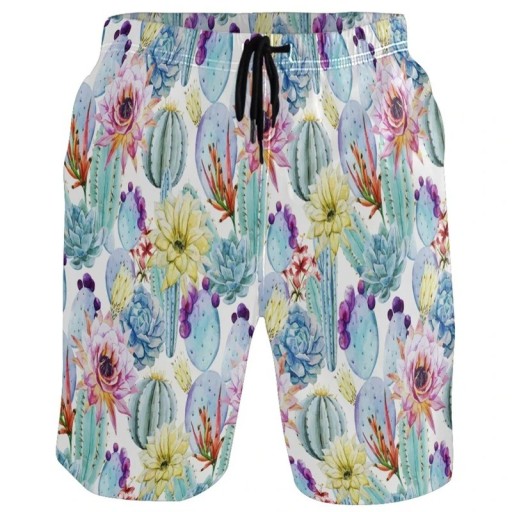 Herre shorts badetøj med blomstermotiv og kaktusser med lommer Polyester Hurtigttørrende Sommer badebukser til stranden
