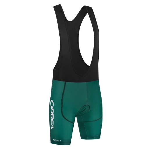 Herre sorte-grønne cykelshorts med seler, svedbestandige, polyester og elastan, til cykling, sport og aktiviteter