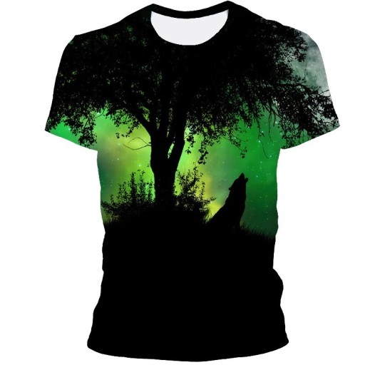 Herre-T-shirt med ulveprint T2081
