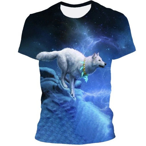 Herre-T-shirt med ulveprint T2081