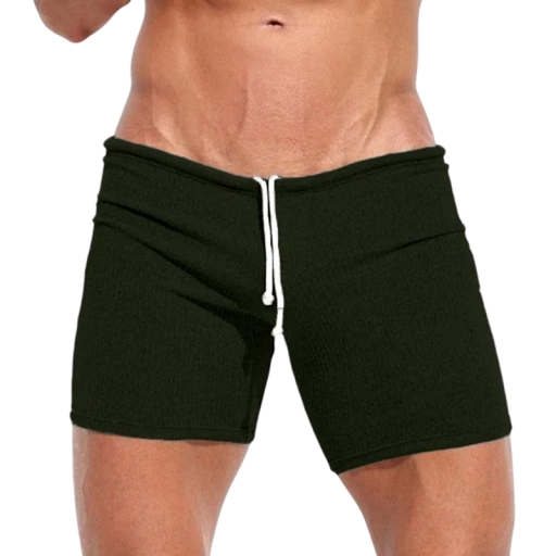Herre tætsiddende shorts med elastisk talje og snoretræk stræk sports shorts over knæene til fitness til løb og fritid