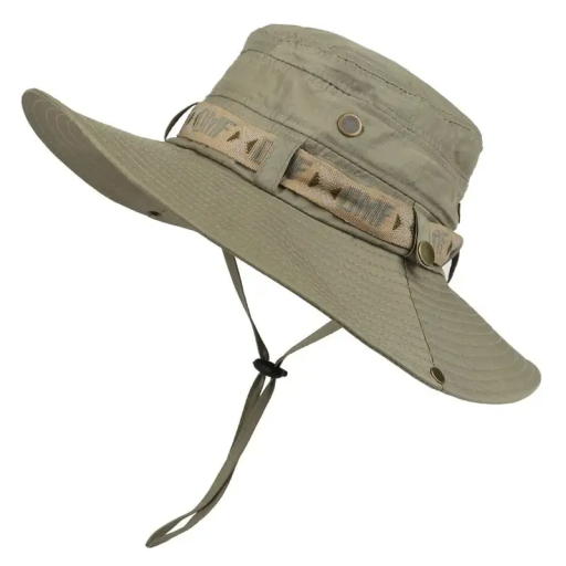 Herrefiskerhat 55-60 cm Med hagerem Beskyttende skygge 9 cm Sommersolhat Udendørs vandrehat til fiskeri