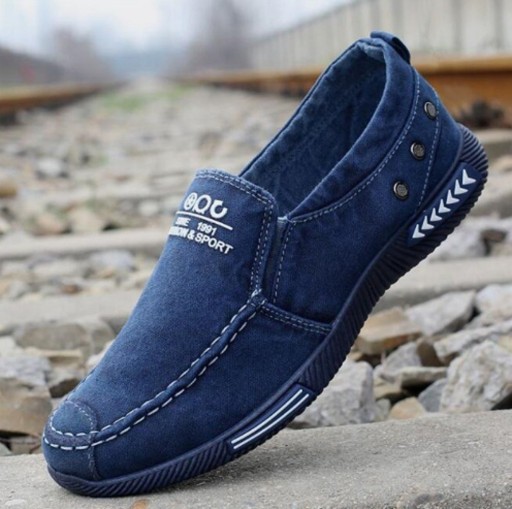 Herreloafers i lærred J1498