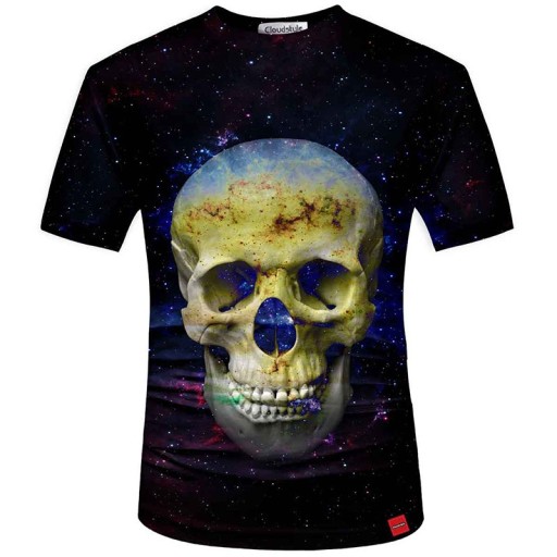 Herren 3D T-Shirt - Weltraum Schädel