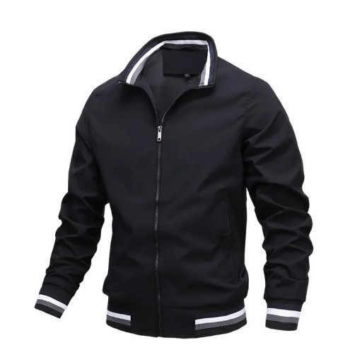 Herren Frühlings-Reißverschlussjacke mit elastischen Bündchen und Kragen. Leichte Übergangsjacke mit Taschen. Sportliche urbane Freizeitjacke