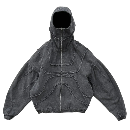 Herren grauer Baumwollhoodie mit Kapuze und Reißverschluss Stylischer Hoodie mit feinem Muster Bequeme Sportbekleidung für jeden Tag