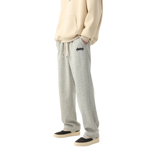 Herren Jogginghose einfarbig mit Druck an der Seite mit Kordelzug und Taschen aus Polyester Bequem für Freizeit und sportliche Aktivitäten