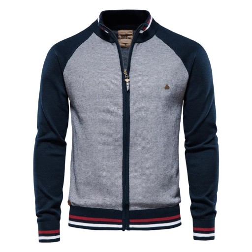 Herren-Kardigan mit langen Ärmeln Baumwollpullover mit Elasthan mit Reißverschluss Moderner Pullover für die Arbeit und Freizeit Verschiedene Farben
