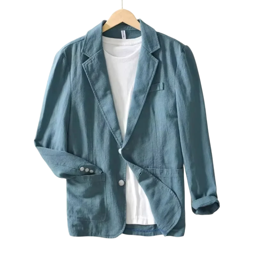 Herren Leinenjacke 70% Leinen 30% Baumwolle Elegante atmungsaktive Jacke für Männer mit Taschen und Knöpfen Einfarbige stylische Jacke in verschiedenen Farben