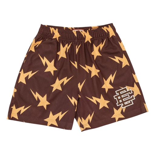 Herren Mesh Gym Sport Shorts Lockere Sommershorts mit Sternenprint Schnelltrocknende Shorts für Training und Freizeit