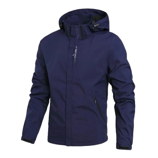 Herren Outdoorjacke mit Kapuze, wasserdichte, winddichte Reißverschlussjacke, Wanderregenjacke mit Taschen für Herbst und Frühling