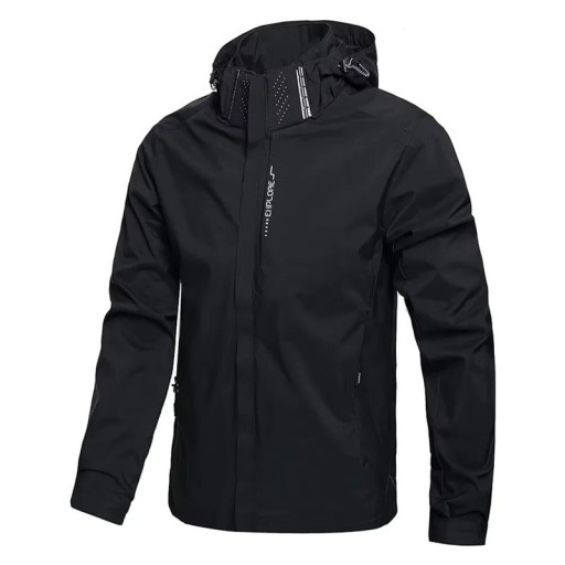 Herren Outdoorjacke mit Kapuze, wasserdichte, winddichte Reißverschlussjacke, Wanderregenjacke mit Taschen für Herbst und Frühling