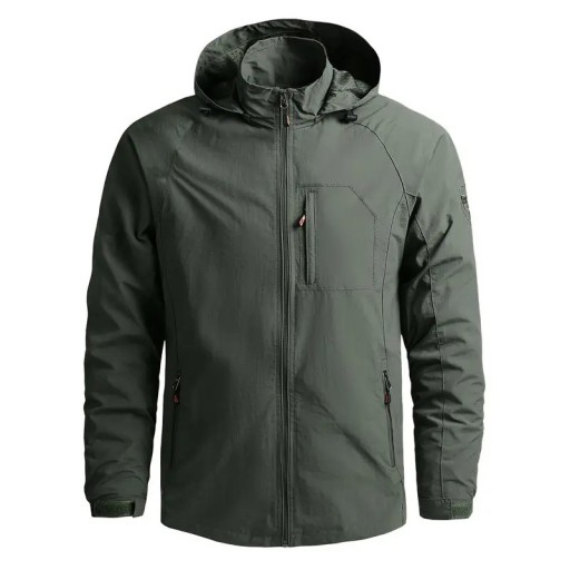 Herren Outdoorjacke mit Kapuze Wasserdichter Windbreaker mit Reißverschluss und Taschen Leichte Wanderjacke für die Freizeit Sportjacke für die Natur