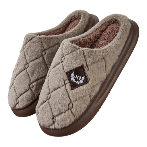 Herren Pelzpantoffeln mit Memory Foam Warme Hausschuhe mit weicher Innensohle Rutschfeste Sohle Bequeme Winterschuhe für Zuhause