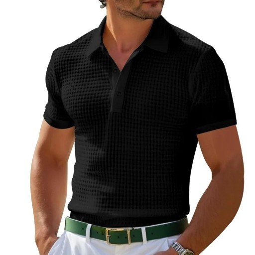 Herren Poloshirt mit Reißverschluss V-Ausschnitt mit Kragen Kurzarm Einfarbig Polyester Klassischer moderner Stil