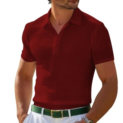 Herren Poloshirt mit Reißverschluss V-Ausschnitt mit Kragen Kurzarm Einfarbig Polyester Klassischer moderner Stil