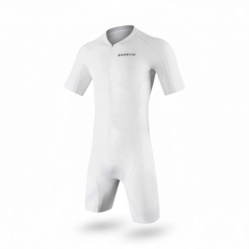 Herren Radset Trikot mit kurzen Ärmeln und Shorts mit Polster Elastisches Material 80 % Polyester und 20 % Spandex Weißes Trikot und Shorts