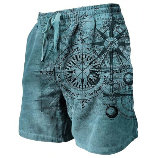 Herren Shorts Badehose Polyester Einfarbig Kompassmotiv Mit Kordelzug Mit Taschen Sommer Strand und Pool