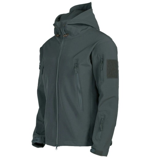 Herren Softshell Outdoorjacke mit Kapuze, wasserdichte Winddichte Reißverschlussjacke, Taktische Jacke mit Taschen für schlechtes Wetter