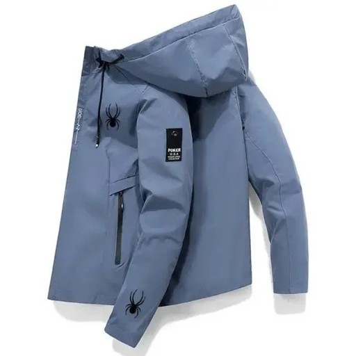 Herren winddichte Sportjacke mit Kapuze und Reißverschluss, Spinnenmotiv, O-Ausschnitt mit Taschen, POLYESTER, verschiedene Farben