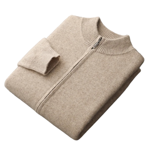 Herren Wollstrickjacke mit Reißverschluss und langen Ärmeln Einfarbiger Pullover mit Rundhalsausschnitt Elegante Wintermode Stylischer Pullover Verschiedene Farben