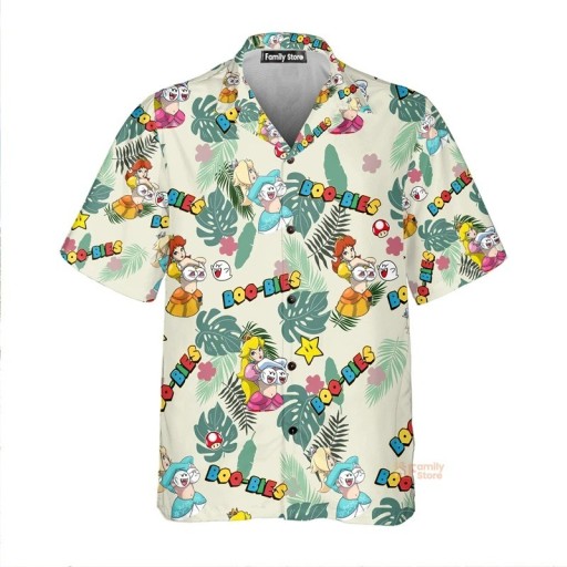 Herrenhemd mit Knöpfen und Kragen Kurzarm Polyester Grünes Design mit Textdruck boobies