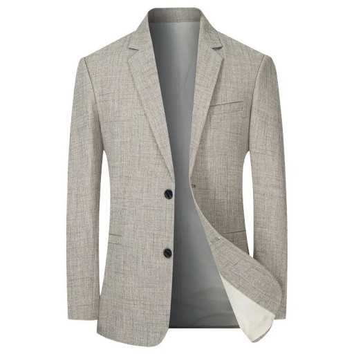 Herrenjacke aus Polyester und Baumwolle Elegante atmungsaktive Jacke für Männer mit Taschen und Brusttasche Einfarbige stilvolle Jacke mit Knopf