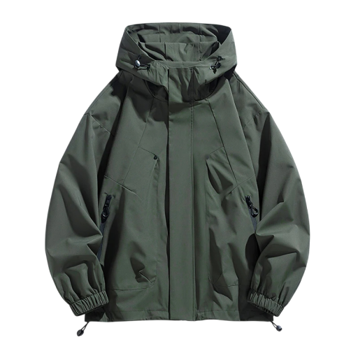 Herrenjacke für Frühling und Herbst Winddichte Ausführung Mit Kapuze Reißverschluss Praktische Taschen Robuste Polyesterverarbeitung