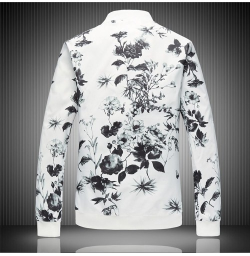 Herrenjacke mit Blumen – Weiß