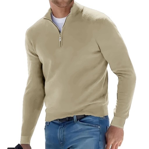 Herrenpullover mit langen Ärmeln Einfarbiger Strickpullover mit halbem Reißverschluss V-Ausschnitt Eleganter Pullover Verschiedene Farben