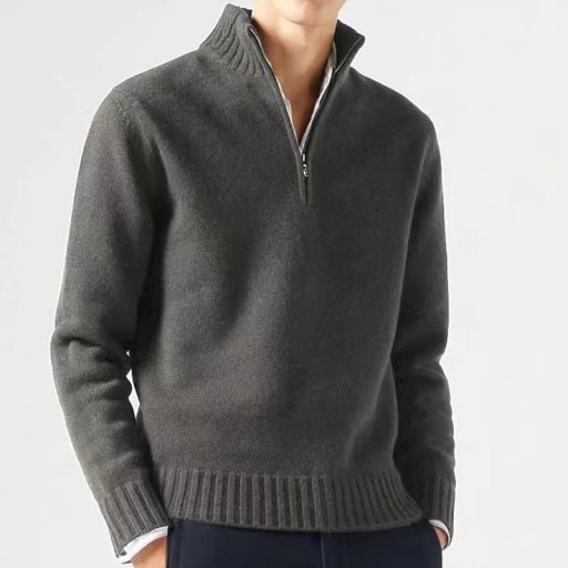 Herrenpullover mit Rollkragen und halbem Reißverschluss Einfarbiger Strickpullover mit V-Ausschnitt Eleganter Herbst-Winter-Pullover Verschiedene Farben
