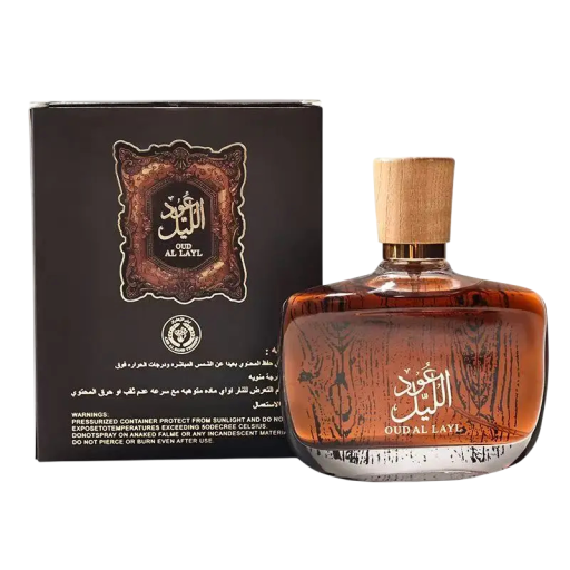 Herreparfume Dubai med træagtig oud-duft 100 ml langtidsholdbar eau de cologne med rose, safran, amber og moskus i en ravfarvet flaske