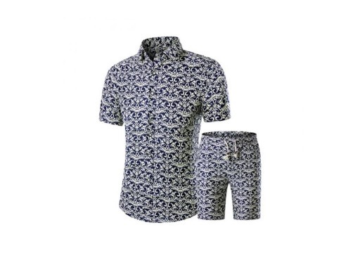 Herresæt - Skjorte og shorts med mønster