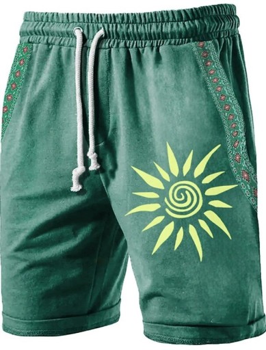 Herreshorts med åndbarhed og solprint Let materiale Behagelig pasform Snørelukning Ideel til varme dage Afslappet brug