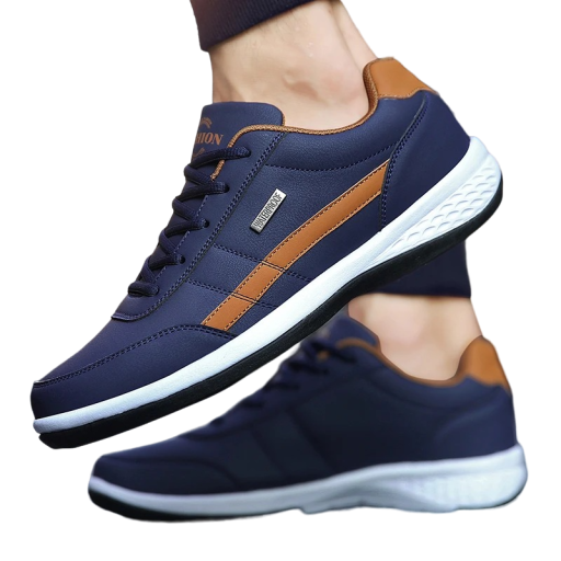 Herresko i læder med skridsikker sål, vulkaniserede sneakers til mænd, åndbare