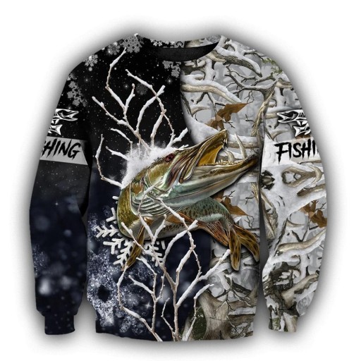Herresweatshirt med fiskeprint